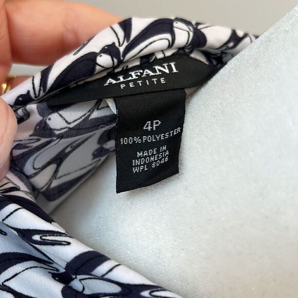 WOMENS Sz 4 P ALFANI Navy DIVING DOVES SLEEVELESS COLLARED BUTTON-UP SHIRT DRESS - Picture 6 of 6